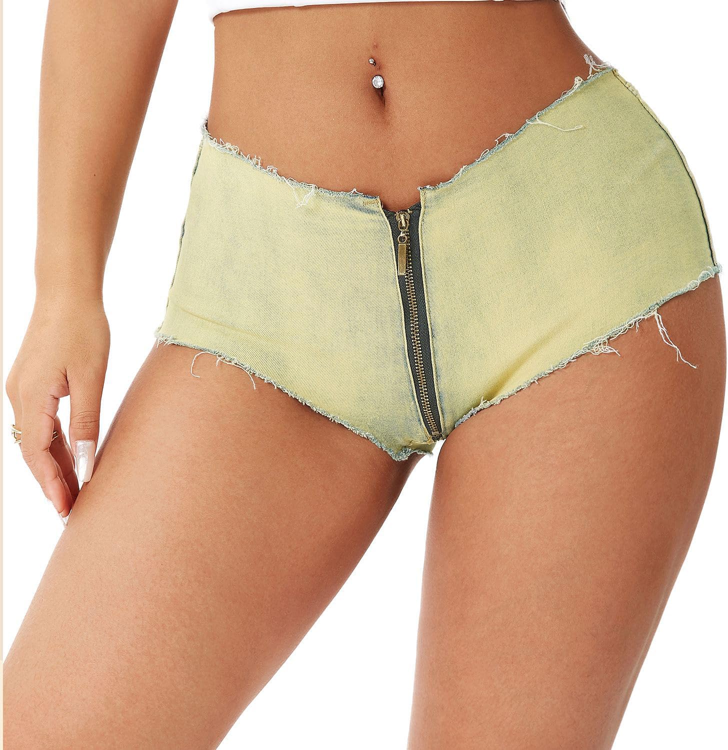 Dxyufazhe Sexy Women's Low Rise Stretch Mini Denim Shorts Hot Pants Beach Party Clubwear