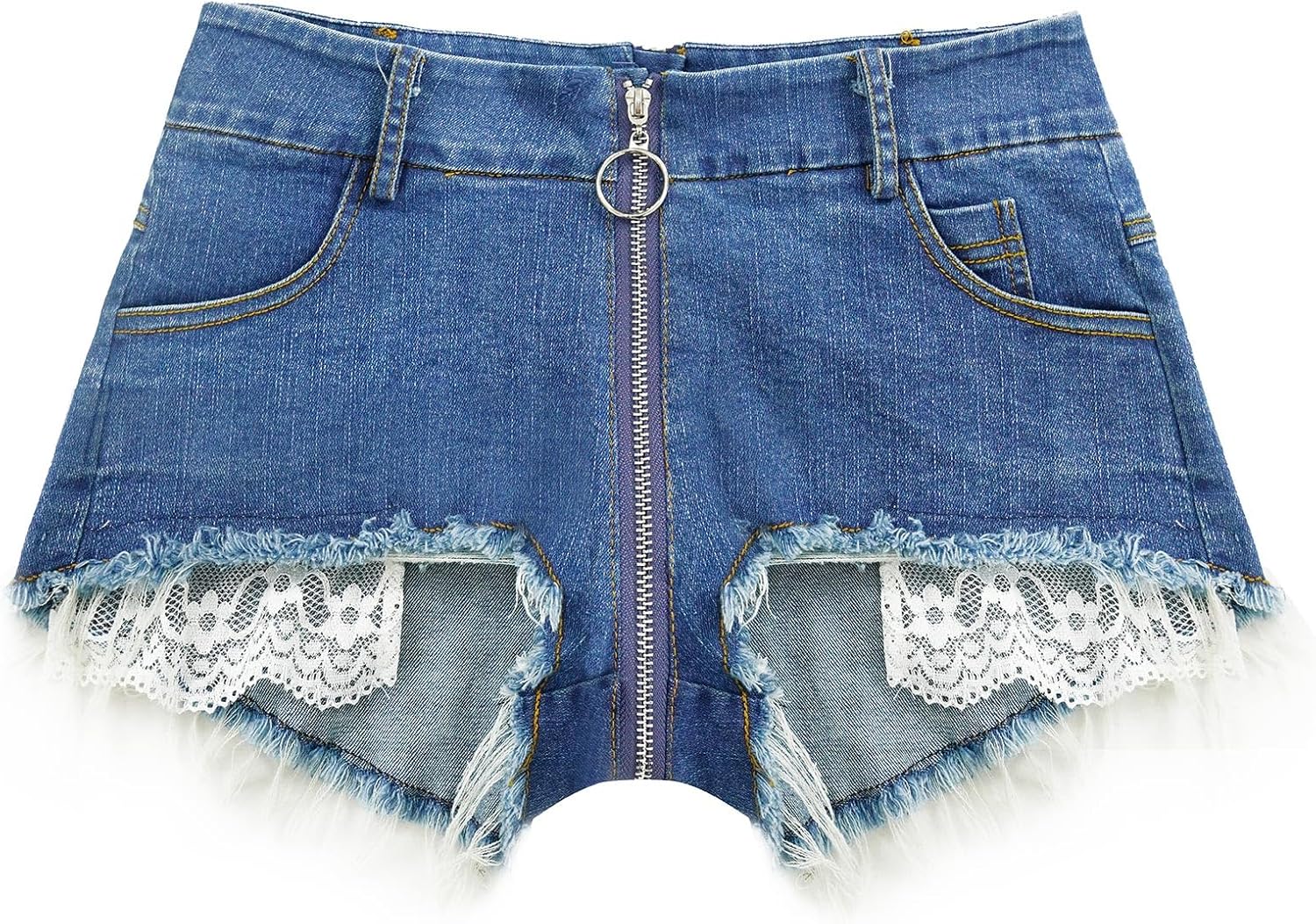 Women's Stretch Mini Denim Shorts Low Waist High Cut Hot Pants Jeans for Nightclubs Bars and Beaches