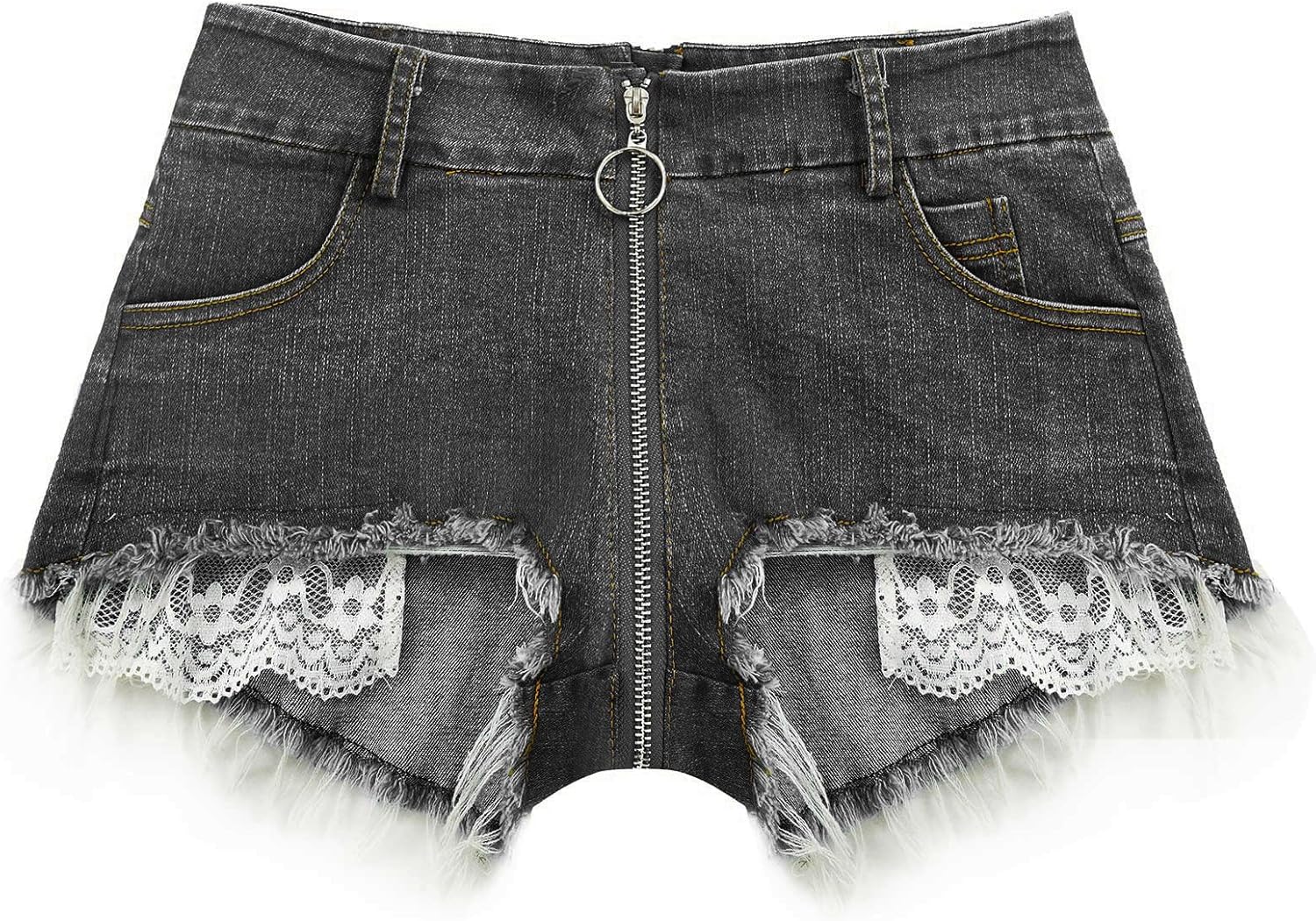 Women's Stretch Mini Denim Shorts Low Waist High Cut Hot Pants Jeans for Nightclubs Bars and Beaches