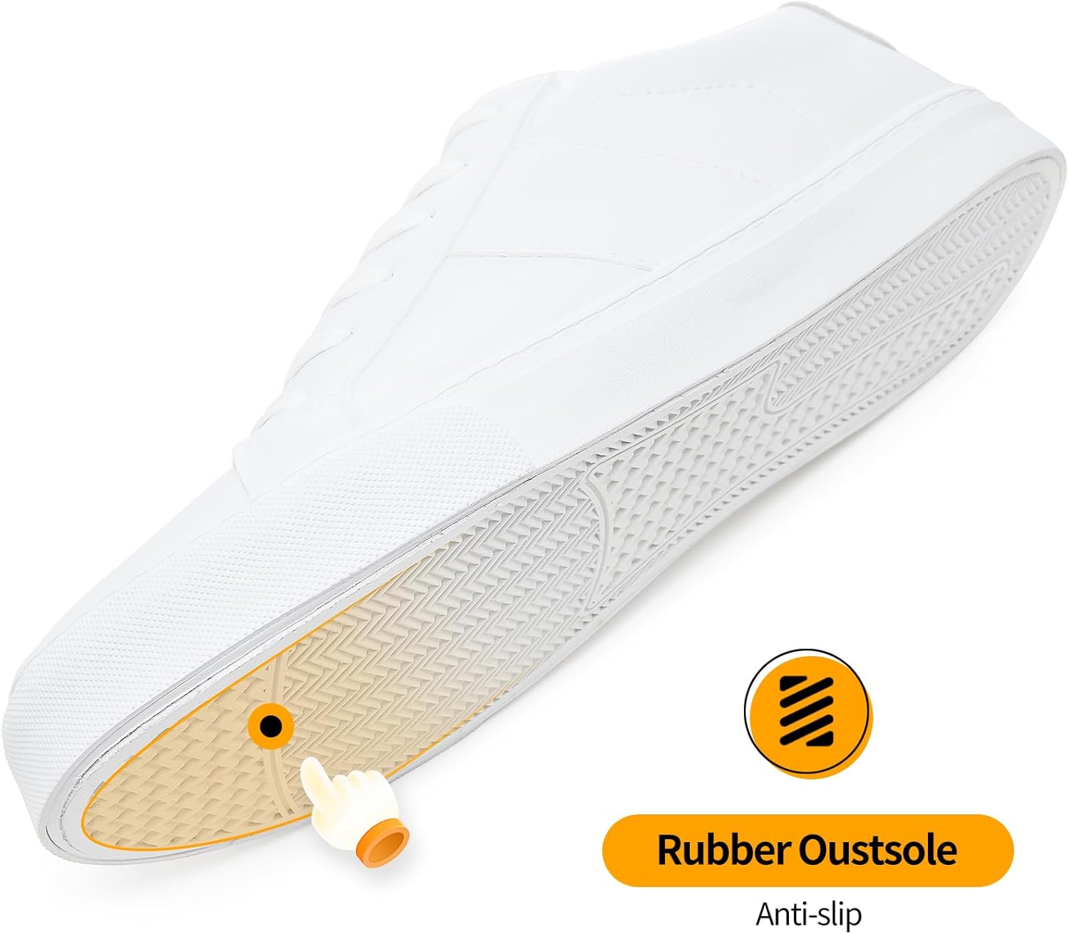 ZGR Men's Synthetic Leather White Sneakers,Low Top White Tennis Shoes,Lace up Casual Shoes